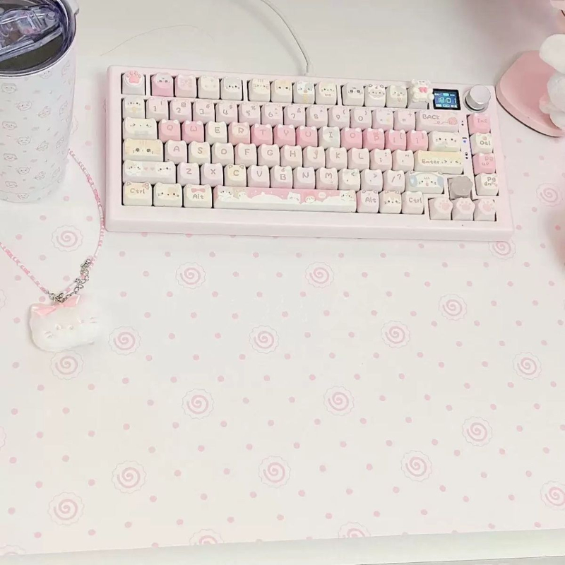 Laptop Accessories Pink - Ins Cute Pink Polka Dot Pu