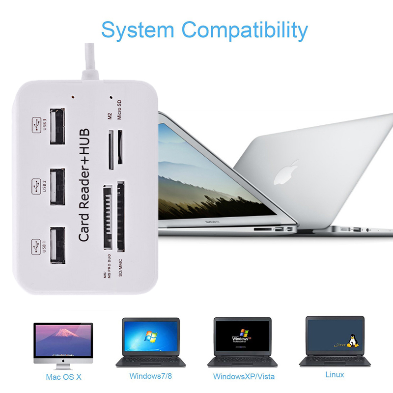 USB Hub 2.0 3 Ports TF Micro S - Laptop Accessories All In One recension och pris