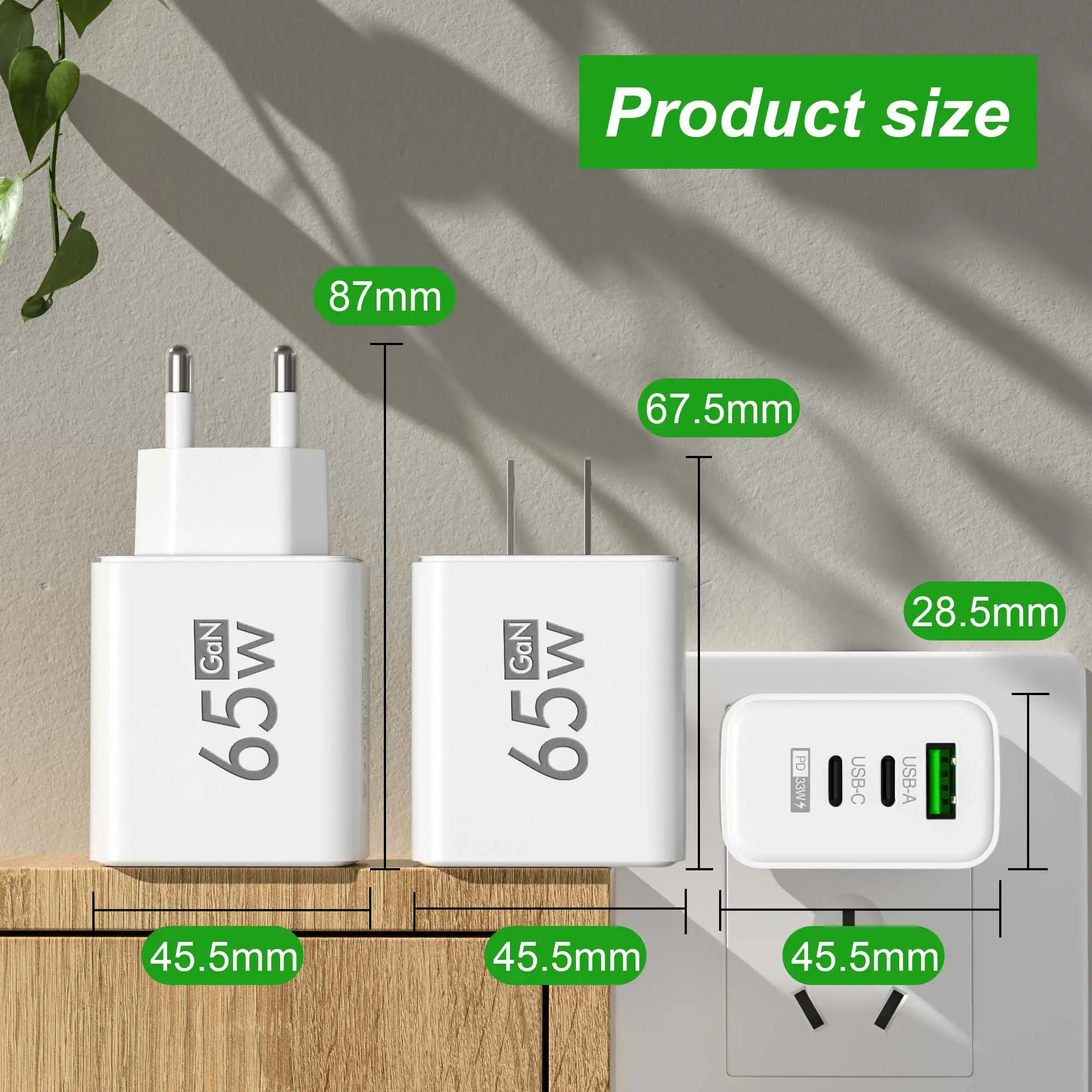 Foldable 65W GaN 3‑Port USB‑C  - Laptop Accessories Usb recension och pris